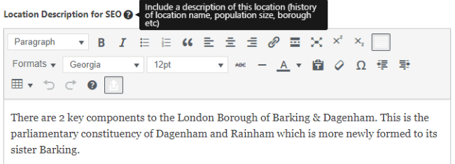 A description of the geographic area