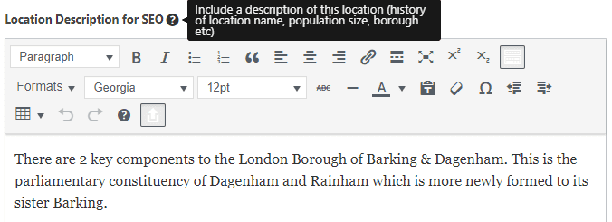 A description of the geographic area
