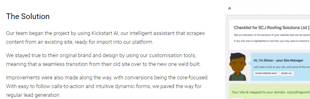 A breakdown of the solution provided