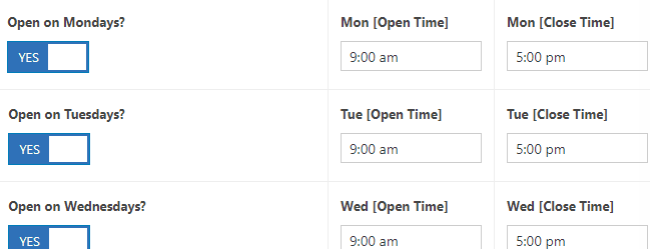 Opening hours and office information
