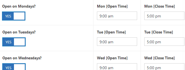 Opening hours and office information